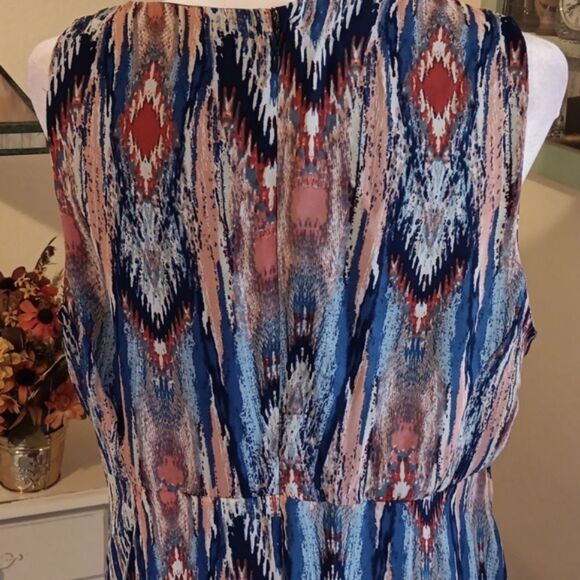 MSK Handkerchief Hem Dress. Boho, Tomato Girl, Y2K - Picture 6 of 11